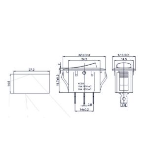 Interruptor basculante SPDT 3 pines y 2 posiciones On-off con LED KCD3 Rojo