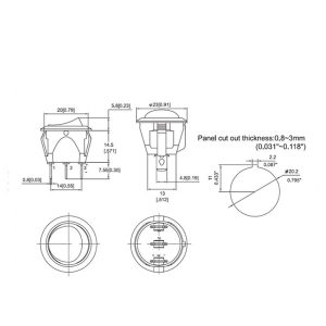 Interruptor ON OFF con luz LED Redondo rectangular 20mm SPST 220V 6A NARANJA