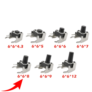 10x Pulsador Tactil Micro interruptor angulo recto con stent soporte 6*6*8mm