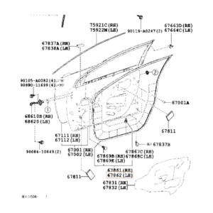 Caucho burlete puerta delantera izquierda Toyota Corolla 13-19 67862-02260
