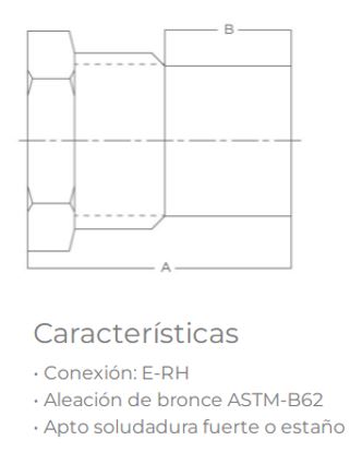 BRONCE COLORADO – TUBO HEMBRA ENCHUFE – SF 13 MM – COHUI - Imagen 2