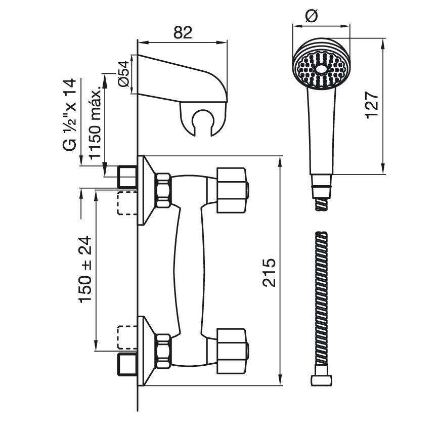 GRIF FV 113/B1P CR ARIZONA PLUS BAÑERA EXTERIOR CON DUCHA MANUAL - Imagen 2