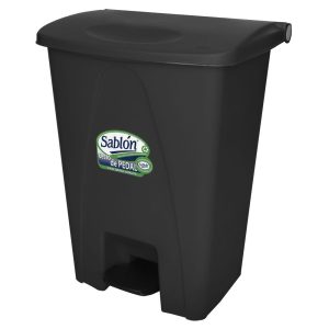 BASURERO PLASTICO SABLON #8545NE C/TAPA Y PEDAL NEGRO 21.16 GAL PIEZA