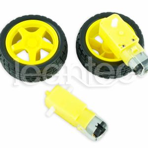 Pareja de ruedas con reductora para robot.