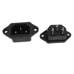 Conector Corriente AC IEC C14 Chasis Macho 10A 250V 3 pines Negro